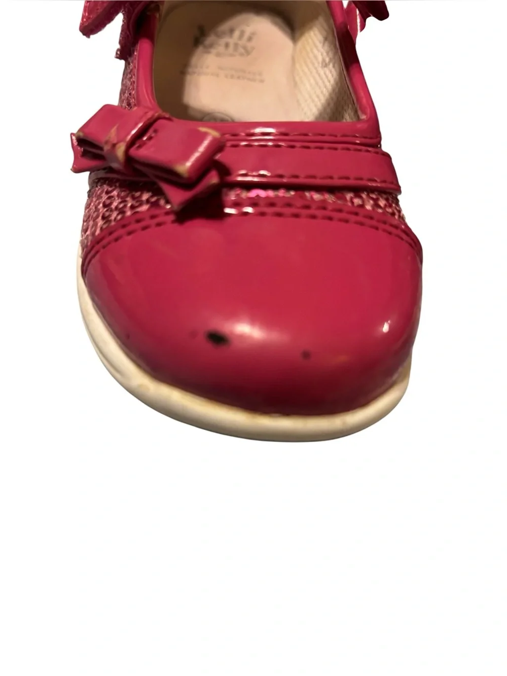 Lelli Kelly 8.5 9 Pink Sequined Mary Janes Bow Girls' Hot Pink Sparkle Shoes